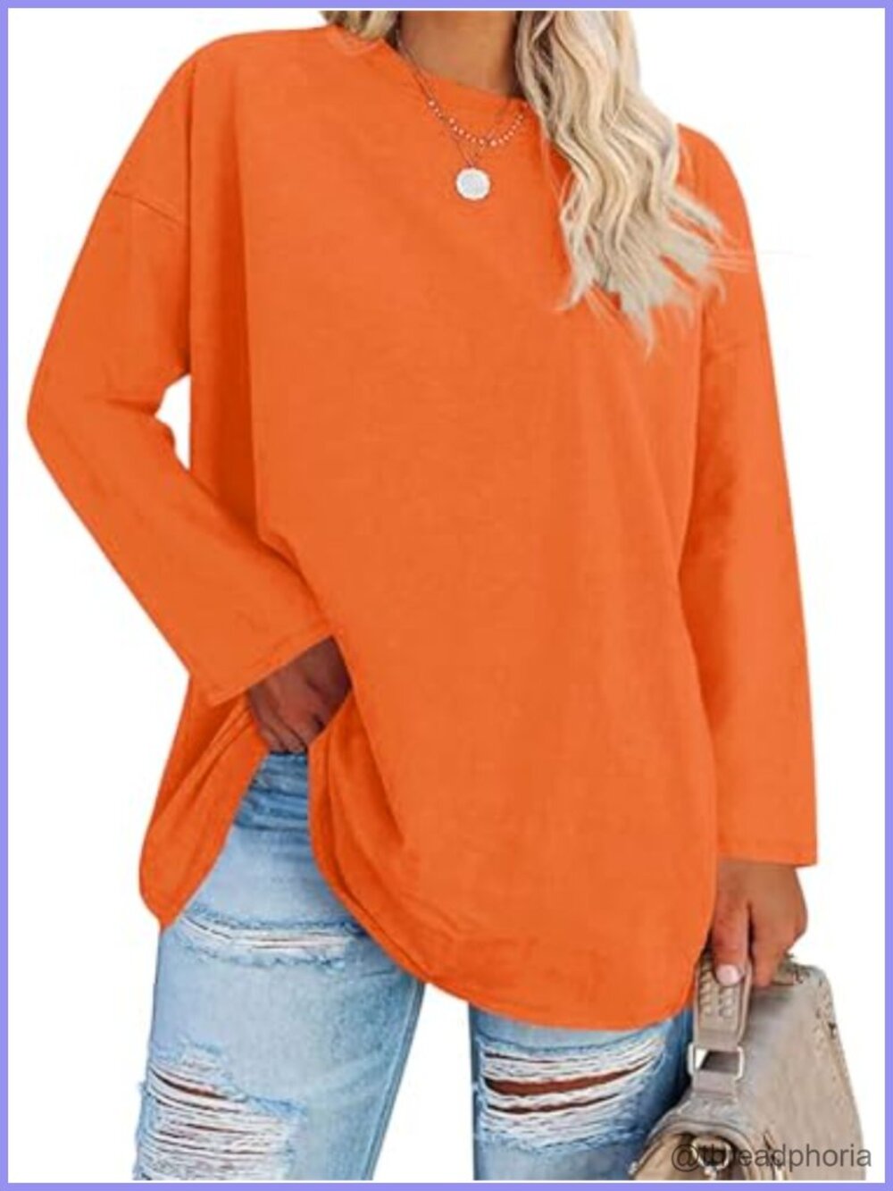 Womens Plus Size Long Sleeve Oversized Tunic Top Crew Neck Loose Fit T-Shirt